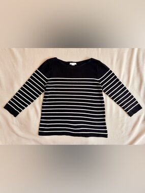 H&M Black & White Striped Basic Knit Top